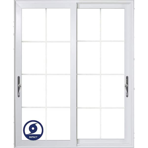 60 in. x 80 in. Multi-Slide Impact Left-Hand Low-E White Vinyl Double Prehung Patio Door