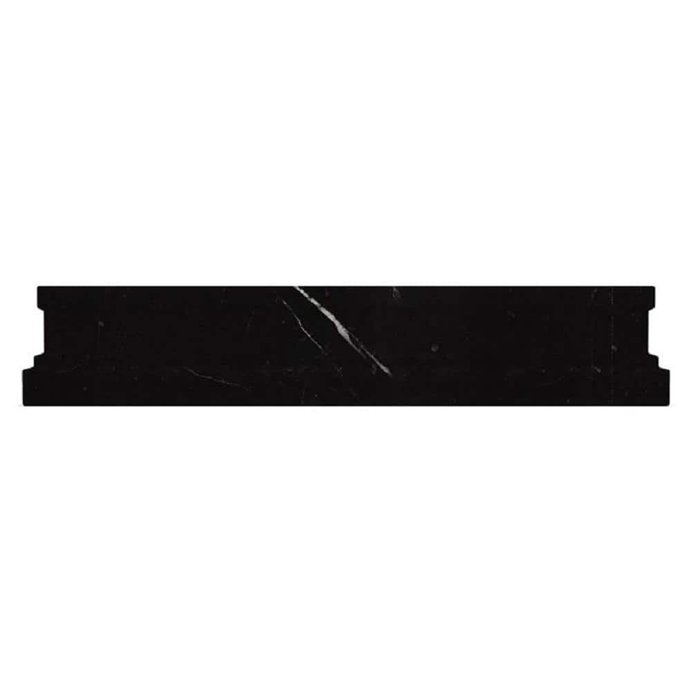 Black Polished Marble Chair Rail Tile Trim, 12" x 2"