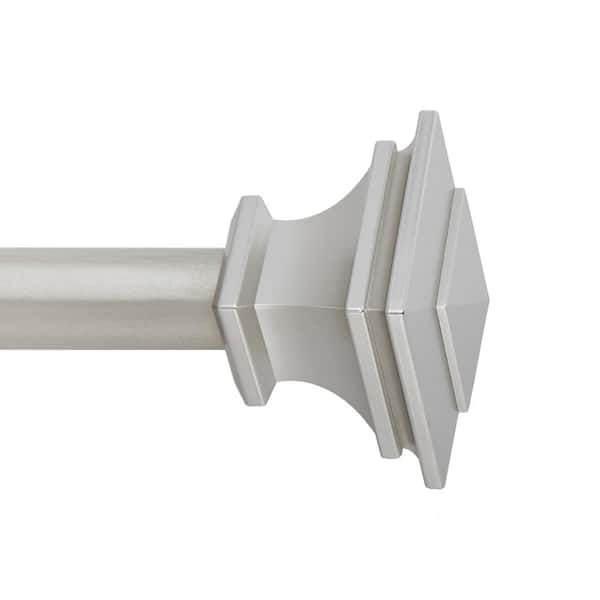 Snugset Andrew 36 in. x 72 in. Easy-Install Optional No Tools Adjustable 1 in. Single Rod Kit in Nickel with Square Finials