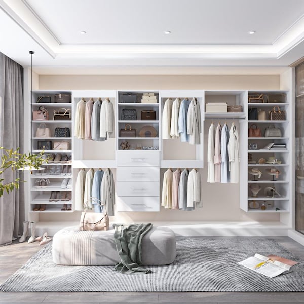 Luxeyard 19.5 in W White Modular Closet System Wood Closet