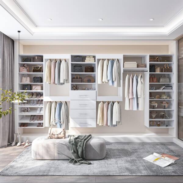 Luxeyard 52 in W White Modular Closet System Wood Closet Organizer