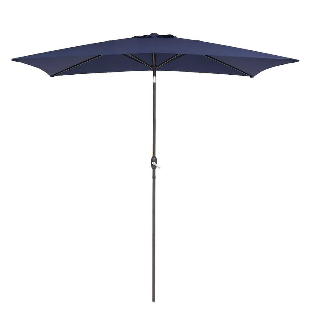 6.5 ft. x 10 ft. Steel Market Patio Umbrella Water-Resistant Push Button Ti