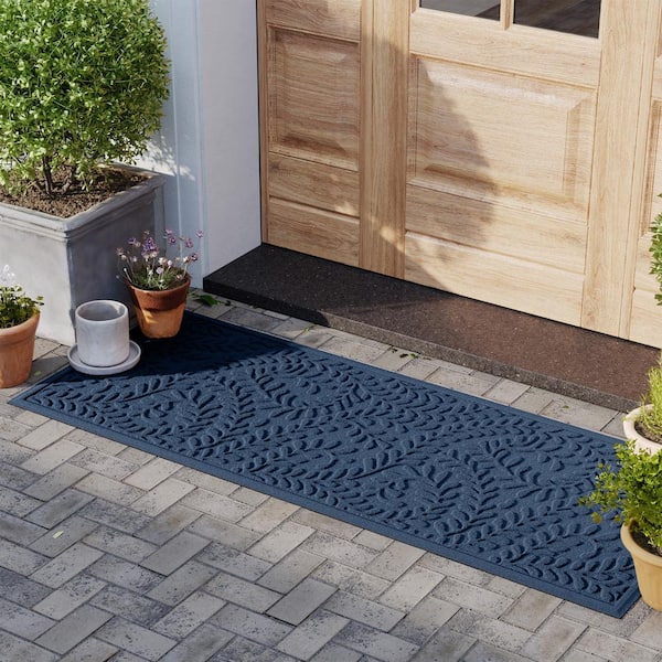 WaterHog Boxwood Navy 22 in. x 60 in. PET Polyester Indoor Outdoor Doormat Runner