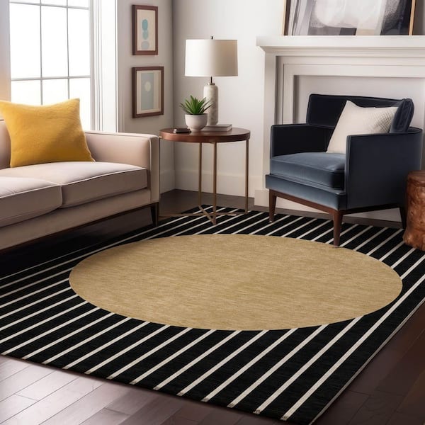 Mayfield Premium Machine Washable Abstract AMF994 Black 10 ft. x 14 ft. Area Rug