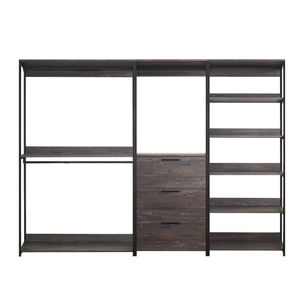 Klair Living Monica Wood and Metal Walk-In Closet with 5 Shelves in Rustic Gray