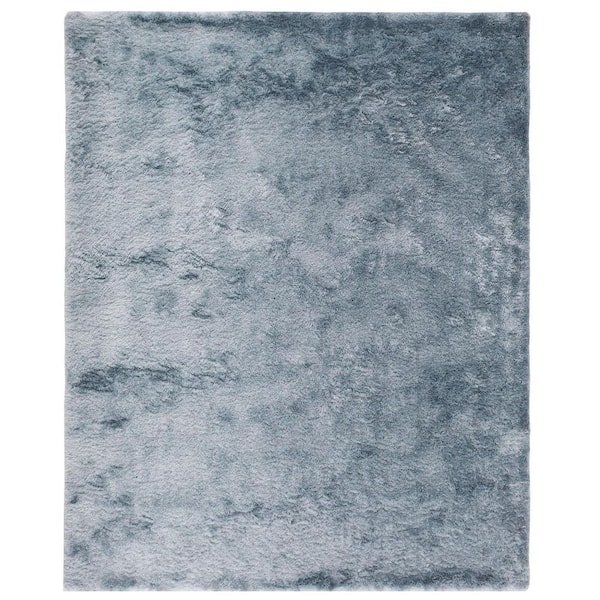 HomeRoots 4 ft. x 6 ft. Blue and Silver Solid Color Area Rug