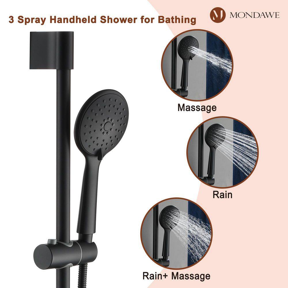 Matte Black Adjustable Rain Shower System with Handheld