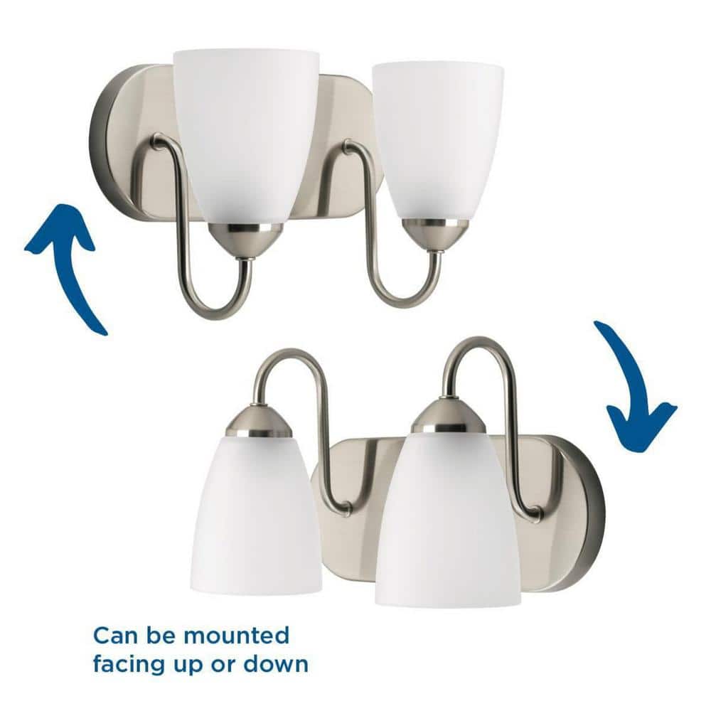 Brushed Nickel 2-Light Vanity Fixture with Etched Glass Shades