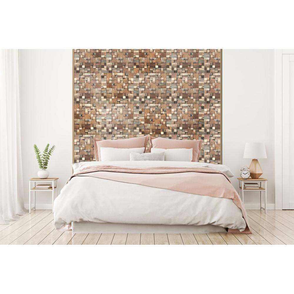 Natural Finish Reclaimed Wood Mosaic Wall Tile, 11-Pack