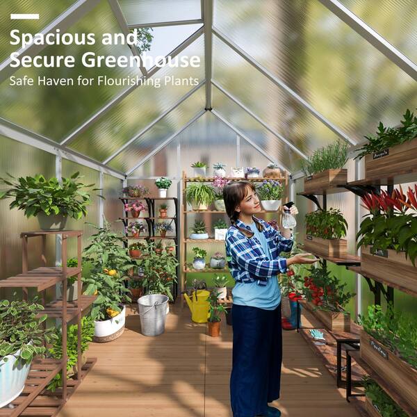 VIWAT 6 ft. W x 7 ft. D Greenhouse for Outdoors, Polycarbonate