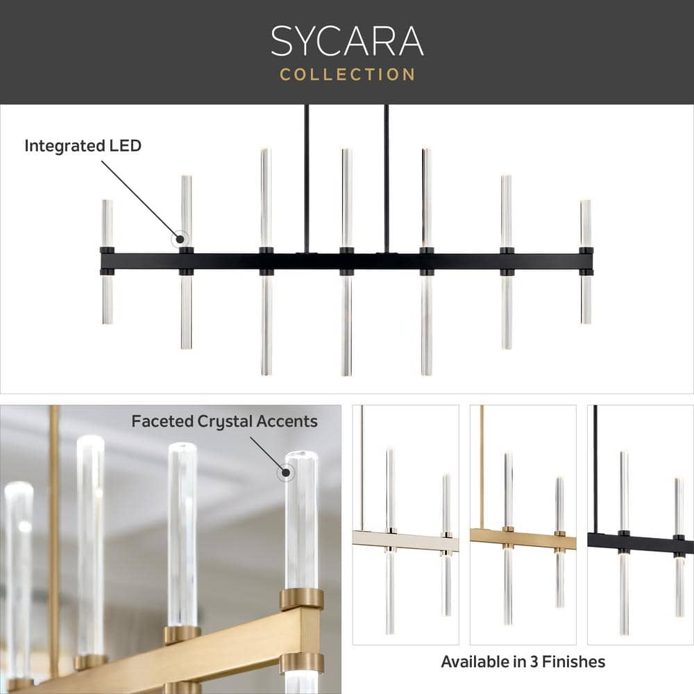 Sycara Black and Clear Crystal 6-Light LED Chandelier