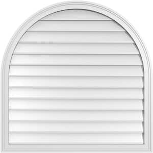 38 in. x 38 in. Round Top White PVC Paintable Gable Louver Vent Non-Functional