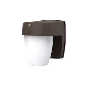 CS OSC 60-Watt Equivalent Bronze Integrated LED Outdoor Wall Pack Light with Selectable (On/Off) Dusk to Dawn Photocell