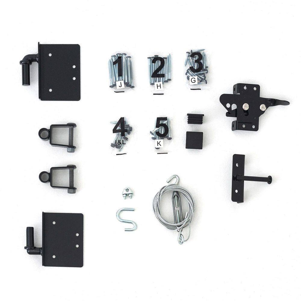 Adjustable Black Steel Frame Gate Kit with Truss Cable System