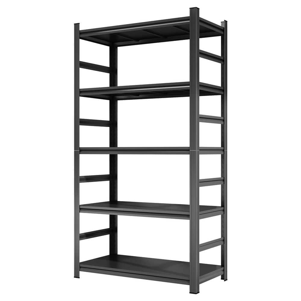 Storage Rack Containers Black FUNKOL 5-Tier Adjustable Heavy Duty Black Metal Storage Rack for Tool ...