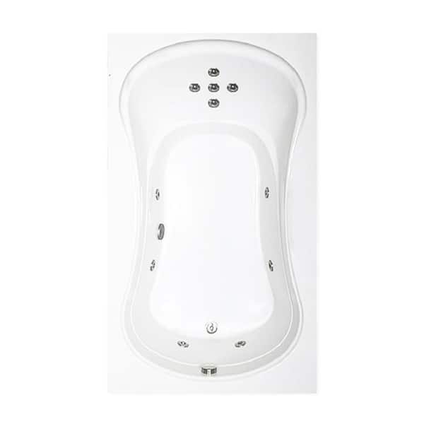 Comfortflo 72 in. x 42 in. Acrylic Rectangular Alcove Whirlpool Bathtub with Reversible Drain in White