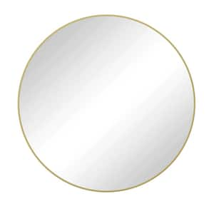 28 in. W x 28 in. H Round Framed Wall Bathroom Vanity Mirror in Gold, Makeup and Dressing Mirror for Bathroom, Bedroom