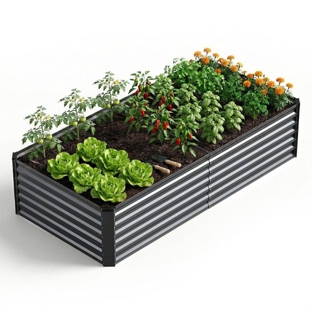 6 ft. x 3 ft. x 2 ft. Galvanized Steel Raised Garden Bed in Dark Gray with Open Base for Outdoor Vegetable Planting price history on PriceWatchPro