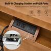 JAYDEN CREATION Julia Acorn 27 in. H Traditional 3-Drawer Solid Wood Legs Nightstand with Charging Station NSYL0889-ACR