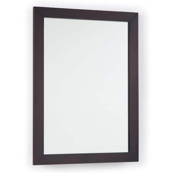 Simpli Home Burnaby 22 in. W x 30 in. H Framed Rectangular Bathroom Vanity Mirror in Dark Walnut Brown Stain