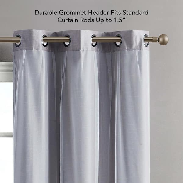 Creative Home Ideas Tobie Light Grey Jacquard Polyester 38 in. W x 108 in.  L Back Tab Blackout Curtain (2-Panels with 2-Tiebacks) YMC016472 - The Home  Depot