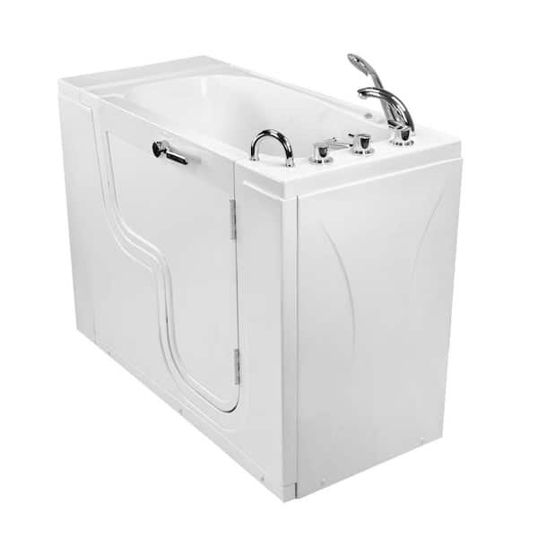 Ella Wheelchair Transfer26 52 in. Acrylic Walk-In Air Bath Bathtub in White with Thermostatic Faucet Set, RH 2 in. Dual Drain