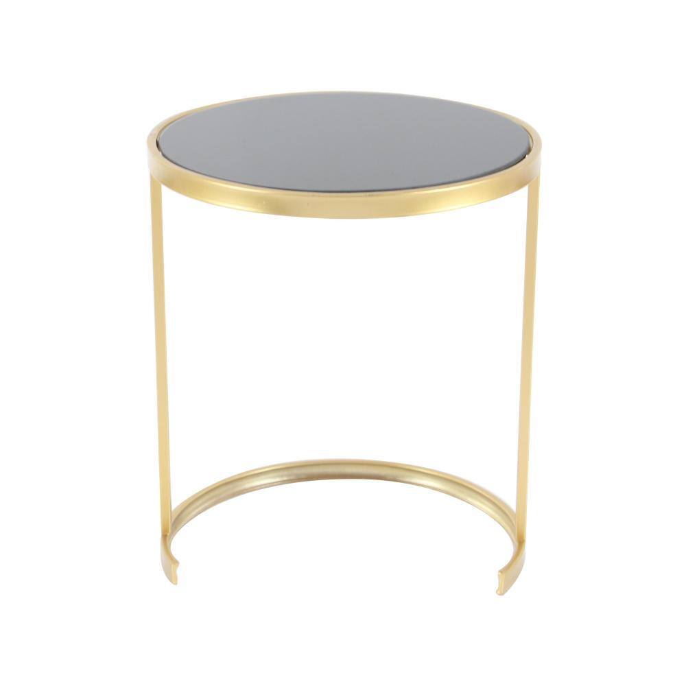 Elegant Gold Metal and Mirrored Glass Round Nesting Tables, Set of 3