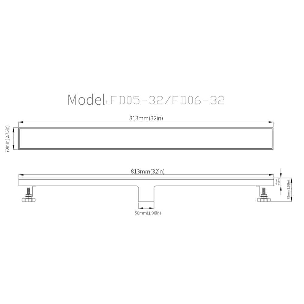 32'' Brushed Gold Stainless Steel Linear Shower Drain
