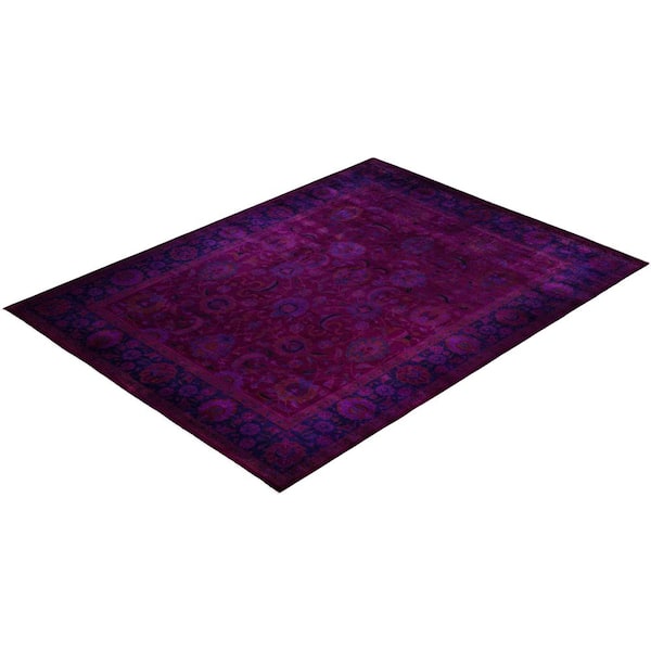 Overdyed Purple 9 ft. x 12 ft. Solid Wool Indoor Area Rug