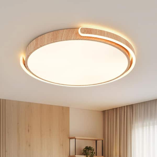 Unico ウニコ　Olika WOOD LED CEILING LIGHT HUOKU Lumin 2-Light 20.5 in. W Scandinavian Round Satin Yellow Oak