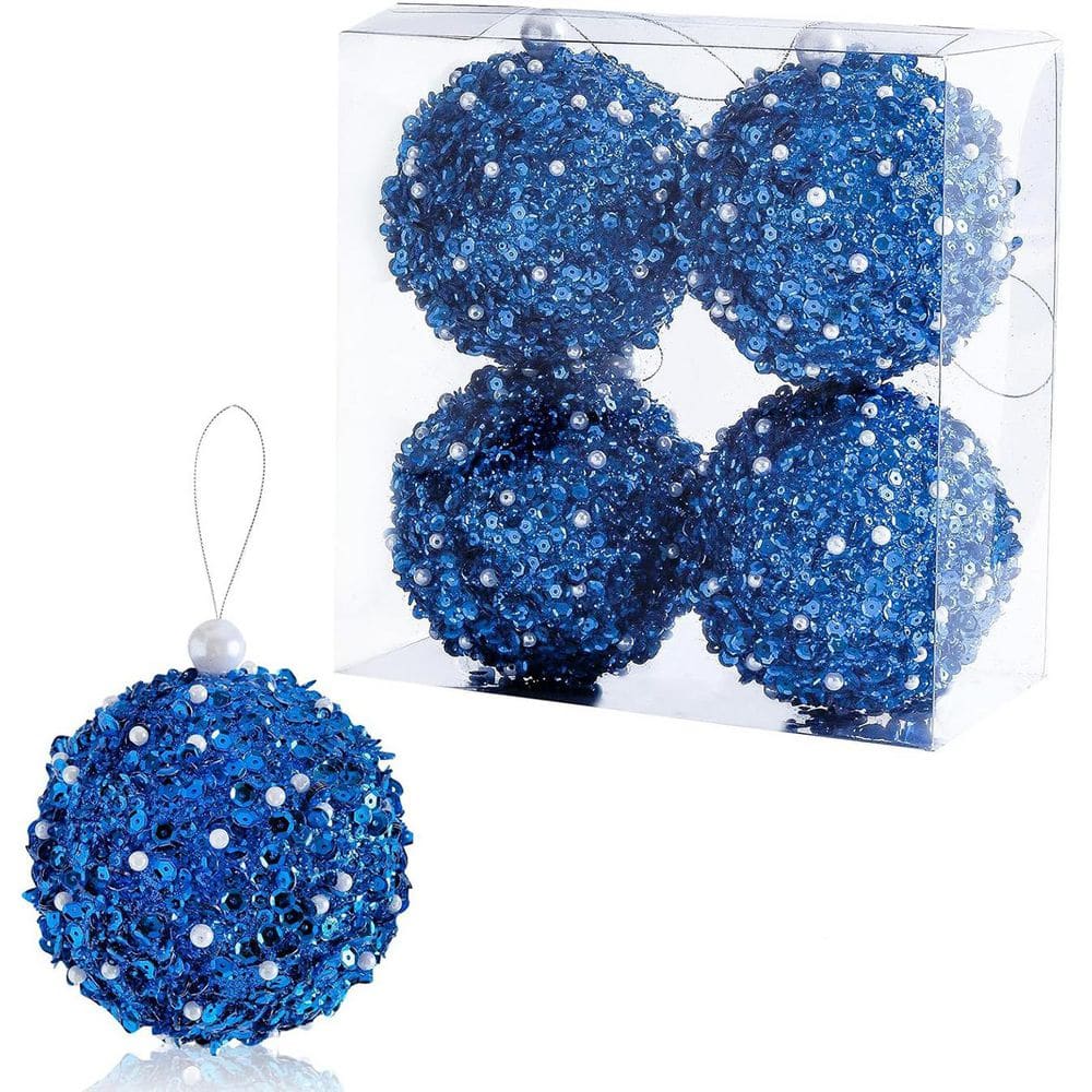 4-Piece 4.25 in. Blue Shatterproof Christmas Balls, Tree and Party Decor for Tabletop price history on PriceWatchPro