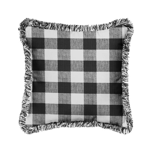 SORRA HOME Black/White Outdoor Fringe Throw Pillows