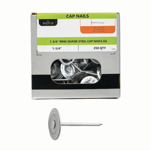 1-3/4 in. x 12-Gauge Electrogalvanized Ring Shank Steel Cap Roofing Nail (250-Pack)