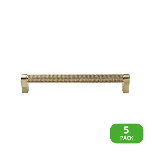 Sumner Street Home Hardware Kent Knurled 7 in. (178 mm) Center-to-Center Satin Brass Bar Pull (5-Pack)