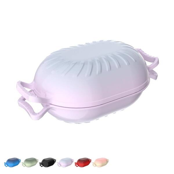 5 qt. Candy‑Shaped Enameled Cast Iron in Purple Oval Bread Baker with Heat‑Resistant Mitts and Pot Mat