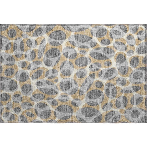 Mayfield Premium Machine Washable Abstract AMF2536 Gray 2 ft. x 3 ft. Accent Rug