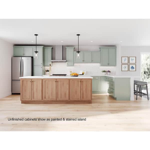 54 in. W x 12 in. D x 24 in. H Assembled Wall Bridge Kitchen Cabinet in Unfinished with Partial Width Shelf