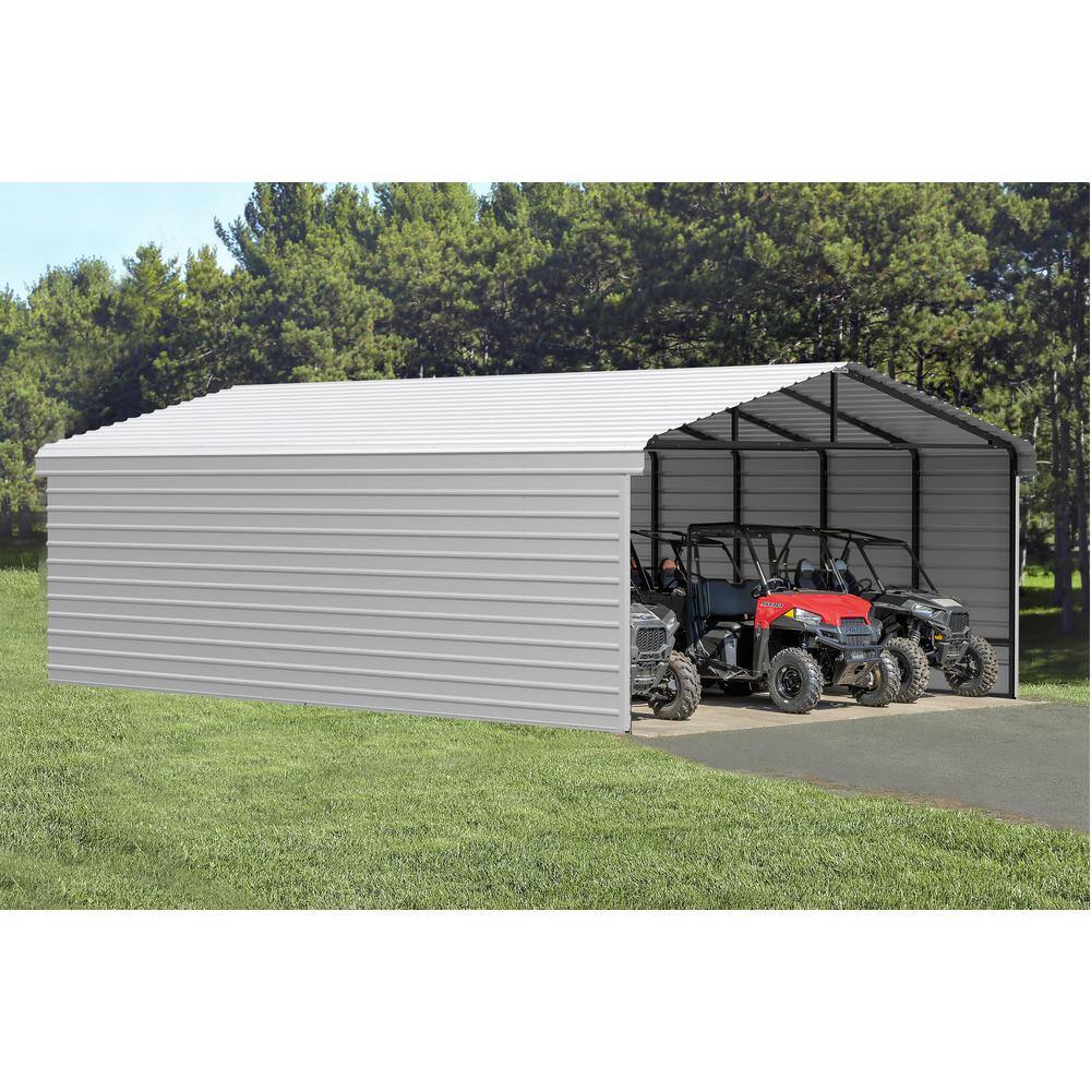 Eggshell Steel Carport Kit with Black Frame, 20 ft x 29 ft