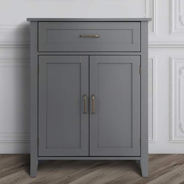 Mercer Mid Century Modern 25.96 in. W x 13 in. D x 33.6 in. H Grey Wooden Floor Storage Linen Cabinet