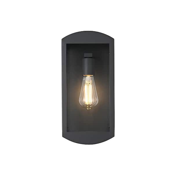 14 in. Black Outdoor Hardwired Wall Sconce with No Bulbs Included