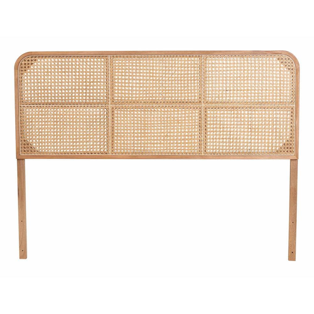 Natural Brown Bayur Wood and Rattan Queen Headboard