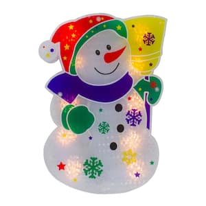 12.5 in. Lighted White Snowman Christmas Window Silhouette Decor