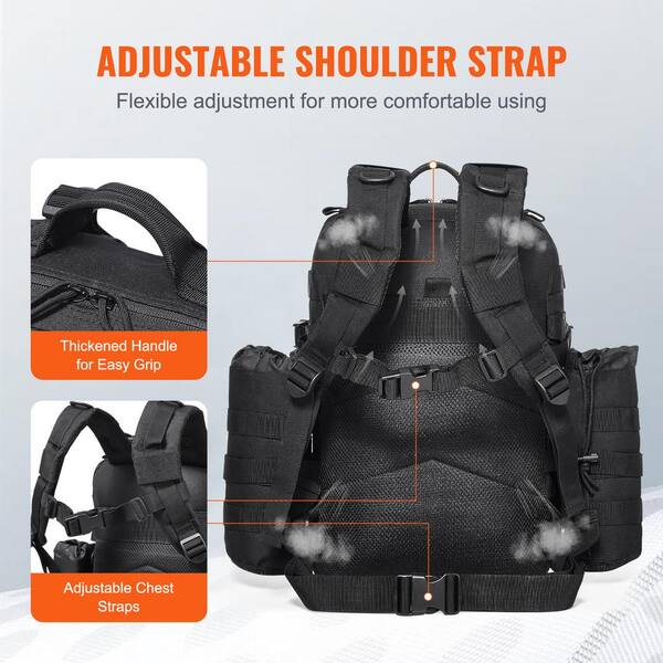 VEVOR Tactical Backpack, 16.54 in. Black Backpack Tactical