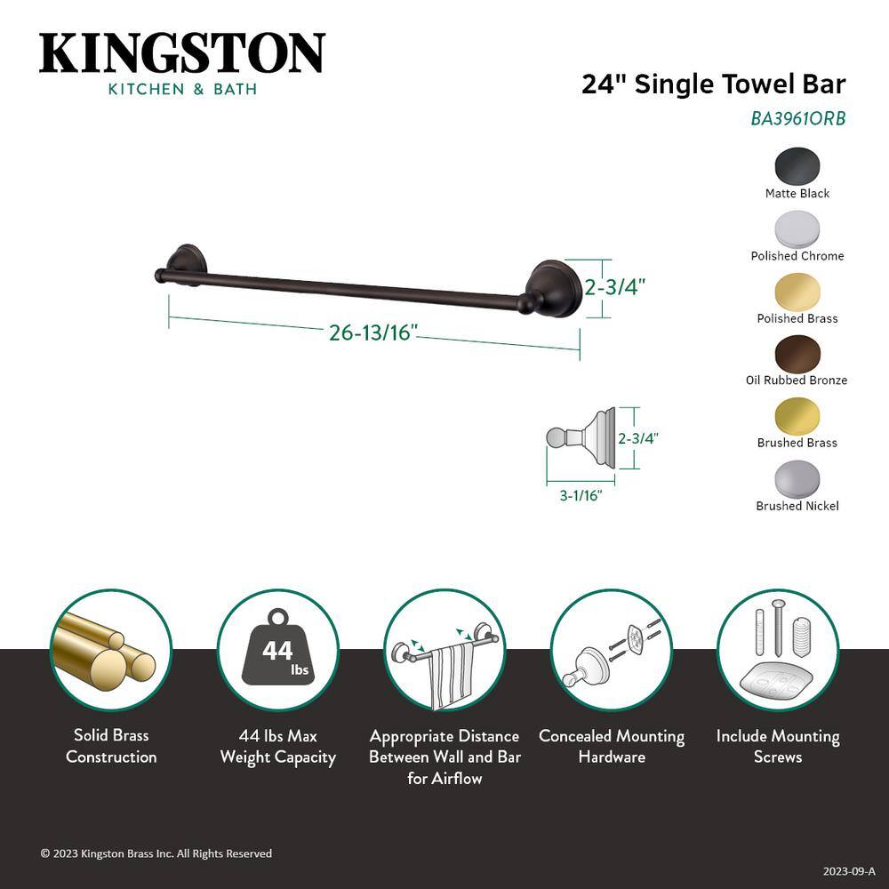 Brushed Brass 24-Inch Wall Mounted Towel Bar
