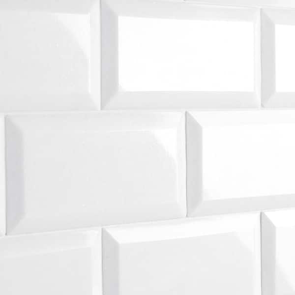 Ivy Hill Tile White Thassos 3 in. x 6 in. Beveled Marble Wall Tile (5 sq. ft./Case)