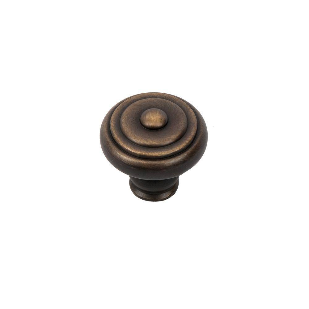 Garner Vintage Brass Round Mushroom Knob with Mounting Hardware