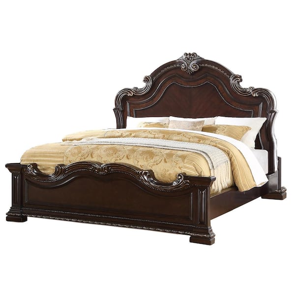 Best Master Furniture Basin Dark Cherry Wood Traditional Queen Platform Bed
