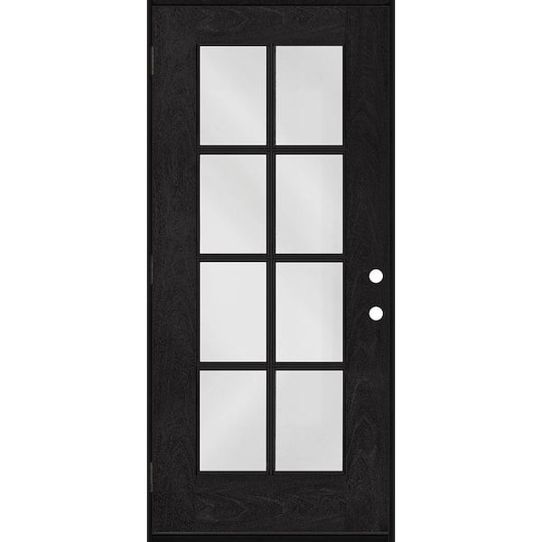 Steves & Sons Regency 36 in. x 80 in. Full 8-Lite Right-Hand/Outswing Clear Glass Onyx Stained Fiberglass Prehung Front Door