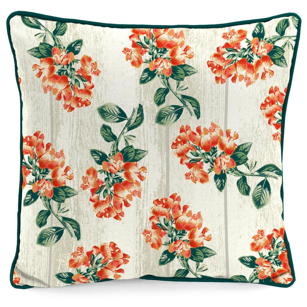 Hummingbird Floral Reversible Square Outdoor Throw Pillow