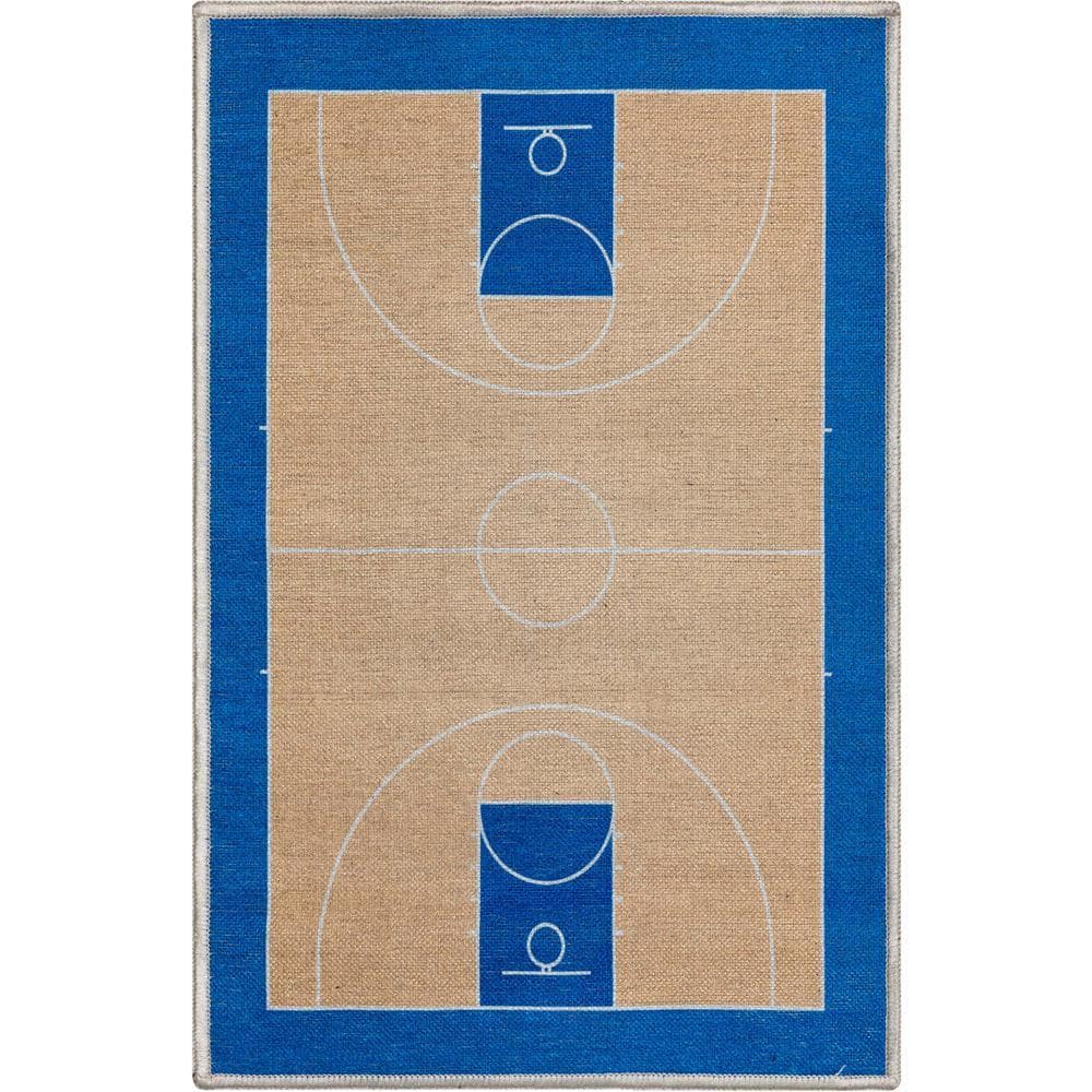 Well Woven Apollo Basketball Modern Sports Tan Blue 2 ft. x 3 ft. Area ...